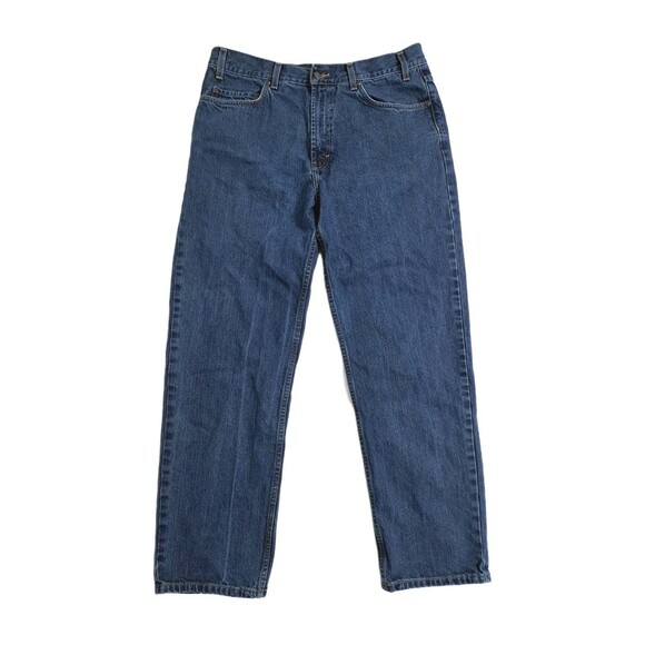 Kirkland Loose Straight Jeans Mens 36x32 Dark Wash Blue 100% Cotton Denim - Picture 1 of 8